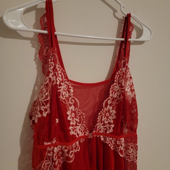 Womens Size XL Babydoll Lingerie Coquette Assymetric Hem Embroidered Floral - Picture 6 of 6